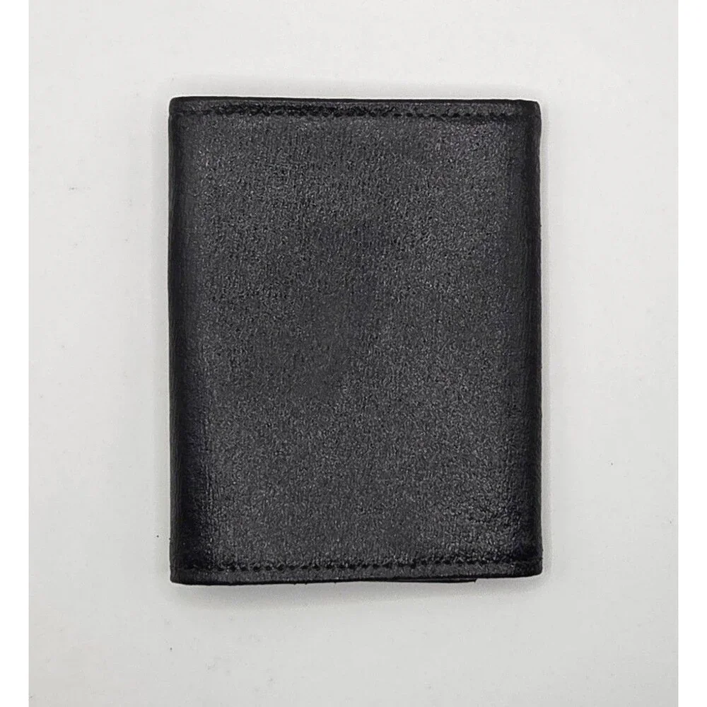 VTG Late 70s/80s Mellow Hide Cowhide Leather Trifold Wallet Black USA NWOT